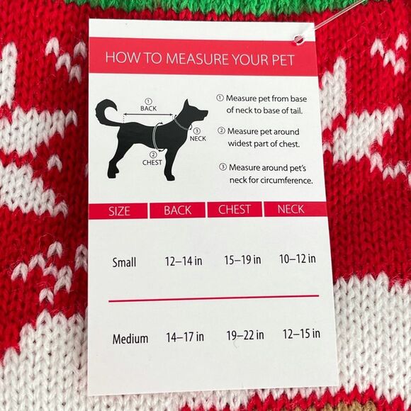 SimplyDog A Bite Out of a Gingerbread Man Dog Sweater, Red, Green, Medium - Picture 5 of 6